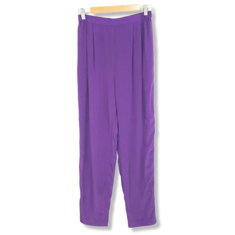 Vintage Robbie Sport Purple Satin High-waist Pants Size 10